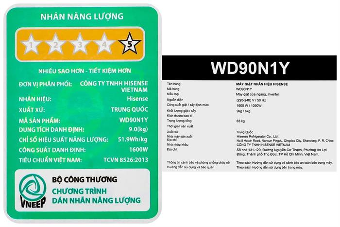 - Máy giặt sấy Hisense WD90N1Y - hình số 10
