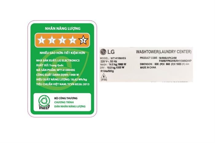 - Tháp giặt sấy LG WT1410NHEG - hình số 10