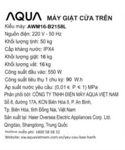 Máy giặt Aqua AWM16-B2158L(B) - hình số 6