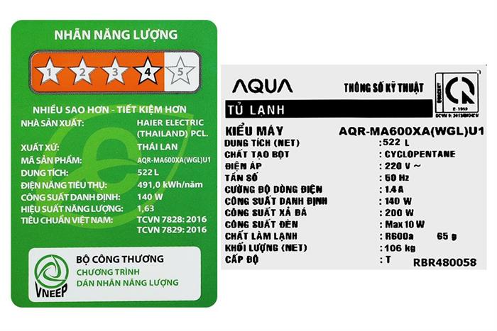 - Tủ lạnh Aqua AQR-MA600XA(WGL)U1 - hình số 21