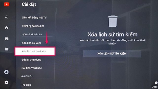 Cách xóa lịch sử xem trên Smart tivi