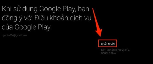 Chấp nhận điều khoản của Google Play