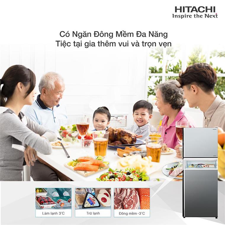 Tủ lạnh Hitachi bảo quản tối ưu với ngăn đông mềm đa năng