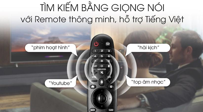 tìm kiếm bằng giọng nói với Remote thông minh, hỗ trợ Tiếng Việt