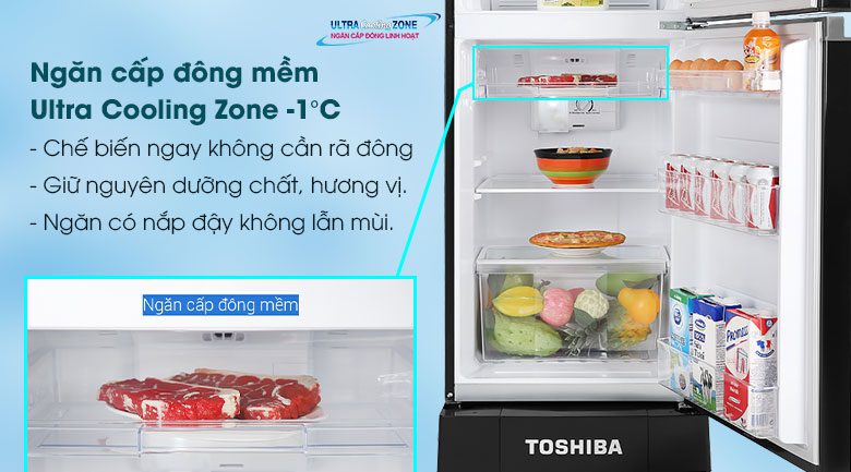 Tủ lạnh Toshiba Inverter 194 lít GR-A25VM(UKG1)-Giữ hương vị tươi ngon với ngăn đông mềm Ultra Cooling Zone -1 độ C