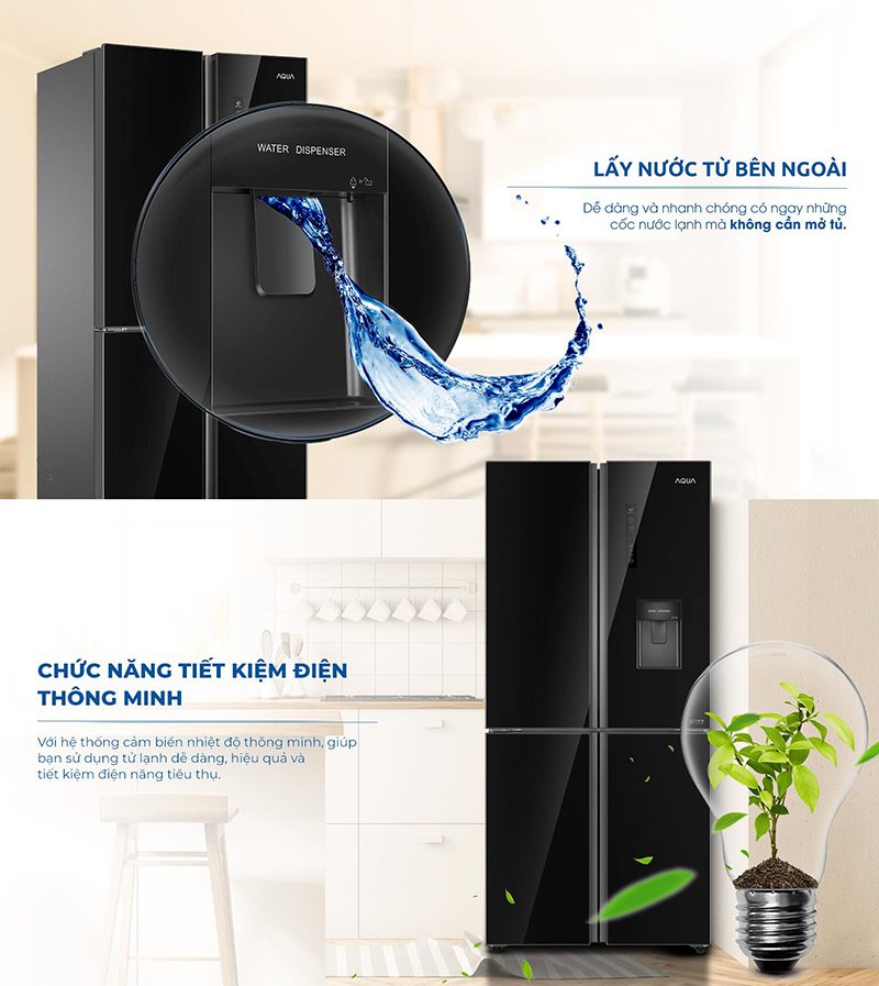 Tủ lạnh Aqua inverter 456 lít AQR-IGW525EM(GB)