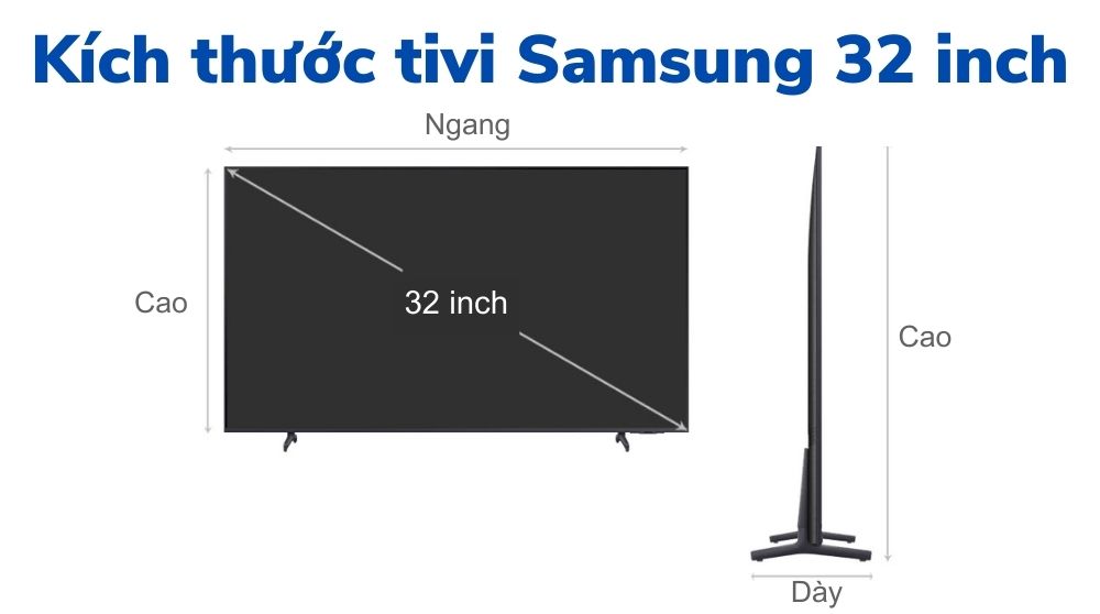 Kích thước tivi 32 inch Samsung