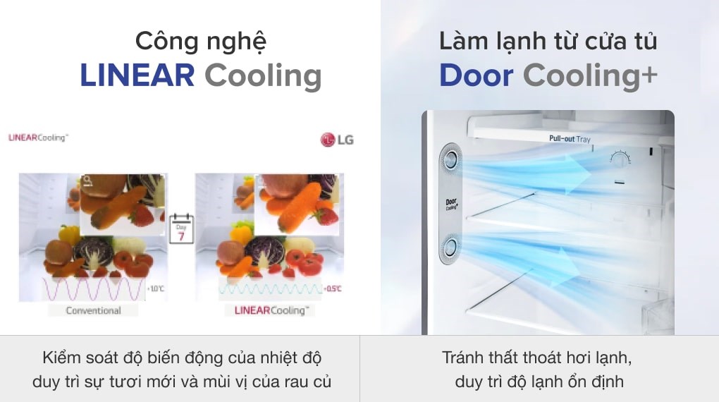 Tủ lạnh LG Inverter 374 lít GN-D372BLA - Linear Cooling, Door Cooling