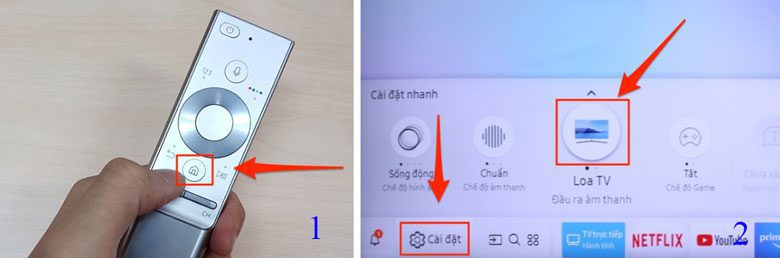 Cách kết nối tivi với loa qua bluetooth bước 1 và 2