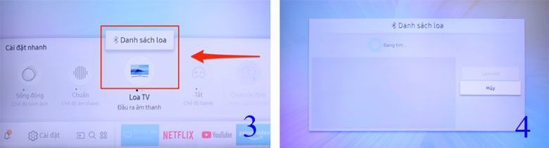 Cách kết nối tivi với loa qua bluetooth bước 3 và 4