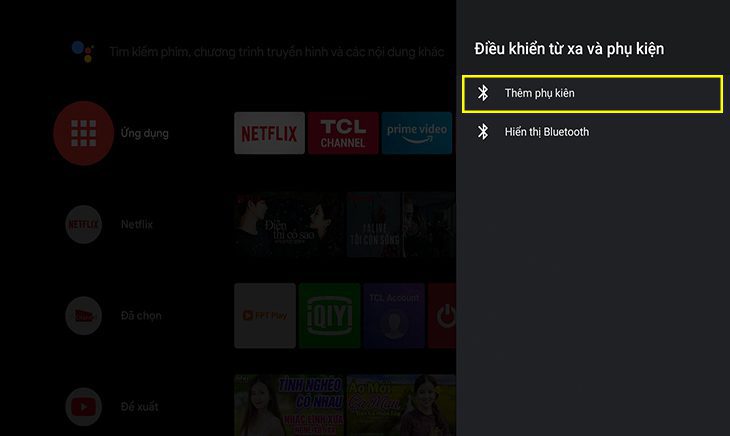 cách bật bluetooth trên tivi TCL
