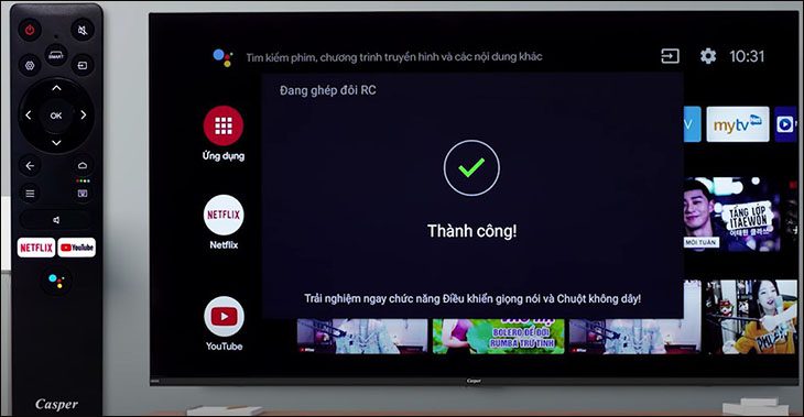 Kết nối thành công Kết nối thành công tivi casper và điều khiển