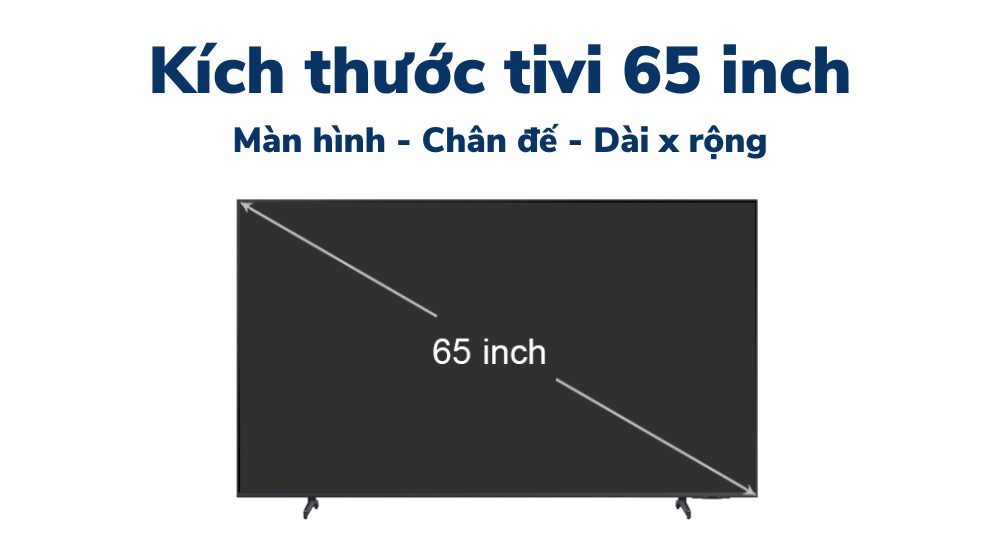 Kích thước tivi 65 inch: dài, rộng, cao bao nhiêu cm?