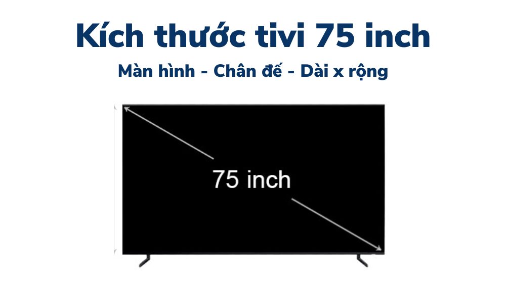 Kích thước tivi 75 inch: màn hình, khi treo tường và để bàn