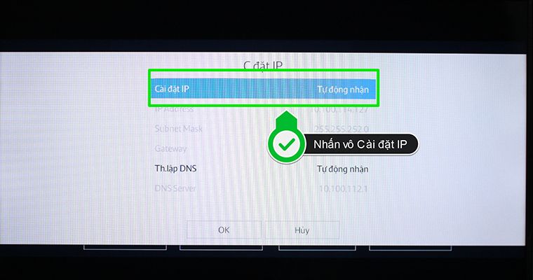 Cài đặt IP tự động cho tivi Samsung