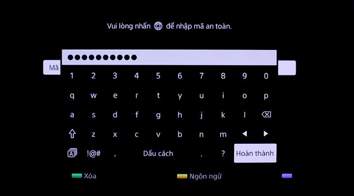 Nhập mật khẩu WiFi vào tivi Sony