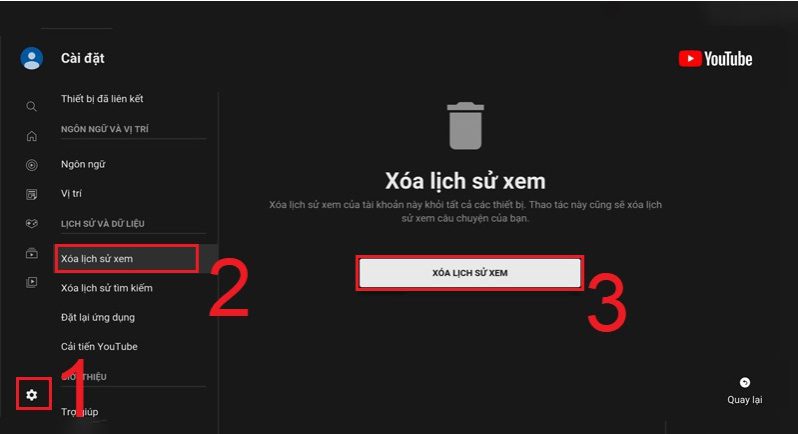 Xóa lịch sử xem YouTube