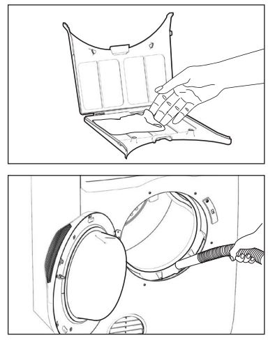 vệ sinh bộ lọc xơ vải cho máy sấy electrolux