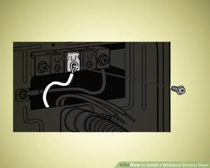 Nối đầu có móc của dây trung tính với tâm của thiết bị đầu cuối với móc của dây hướng về bên phải