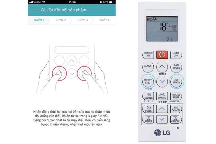 nhấn đồng thời 2 phím Energy Ctrl và Jet mode trên điều khiển trong vòng 3 giây