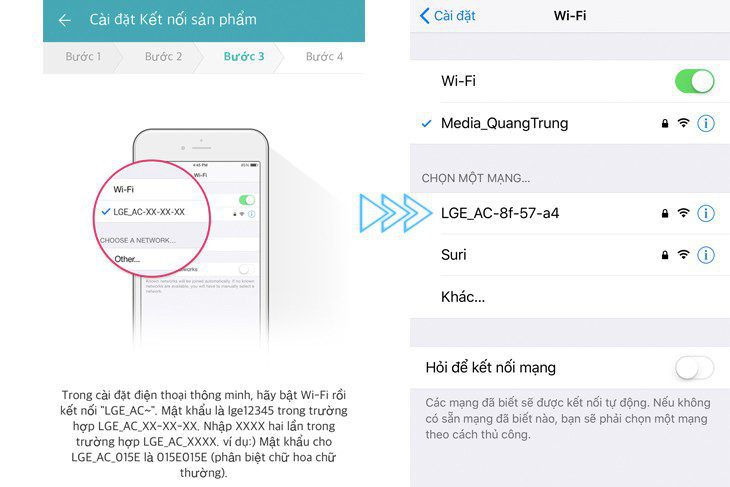 Nhập pass wifi