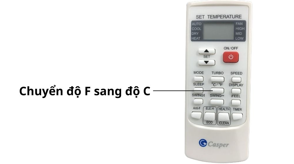 Cách chuyển độ F sang độ C điều hòa Casper