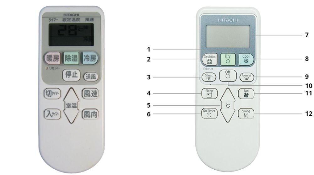 Cách sử dụng điều khiển điều hòa Hitachi nội địa tiếng Nhật