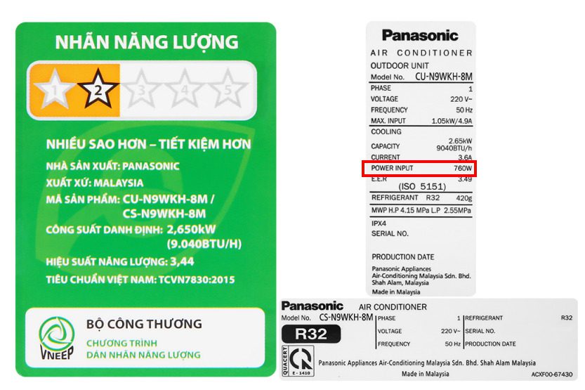 Công suất của máy điều hoà 9000BTU