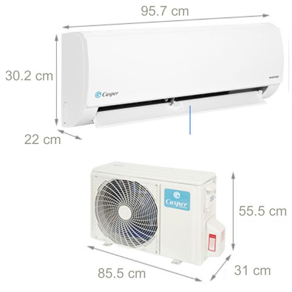 Kích thước điều hòa Casper 18000 BTU: Dàn nóng - dàn lạnh