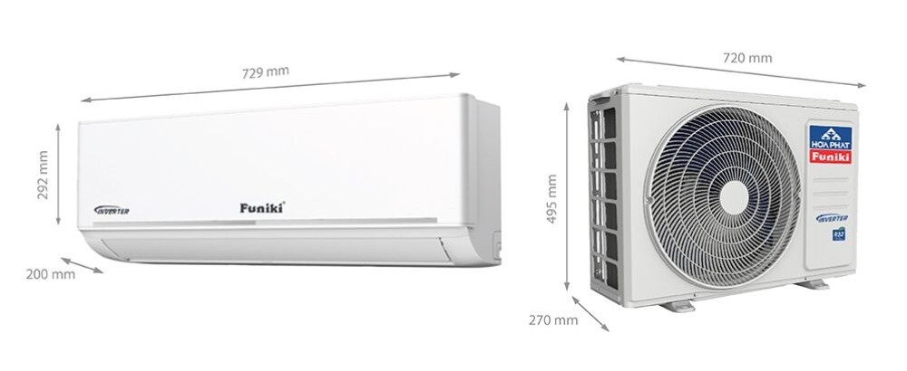 Kích thước dàn nóng - lạnh điều hoà Funiki HSIC09TMU