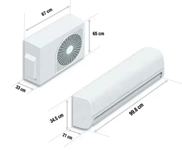 Kích thước dàn nóng - dàn lạnh điều hoà LG 24000 V24API1