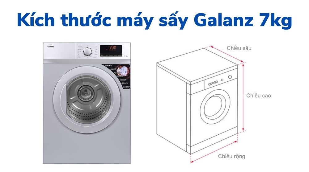 Kích thước máy sấy Galanz 7kg