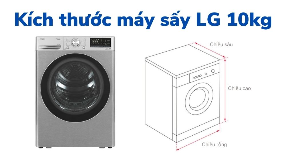 Kích thước máy sấy LG 10kg