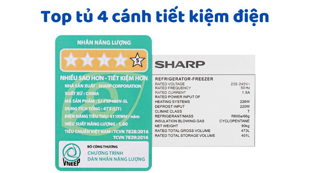 Top tủ lạnh 4 cánh tiết kiệm điện
