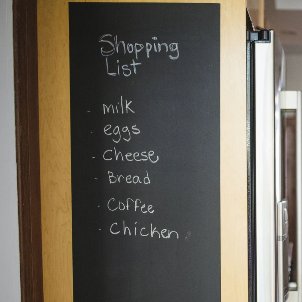 nhà bếp, bảng đen, danh sách, tạp hóa