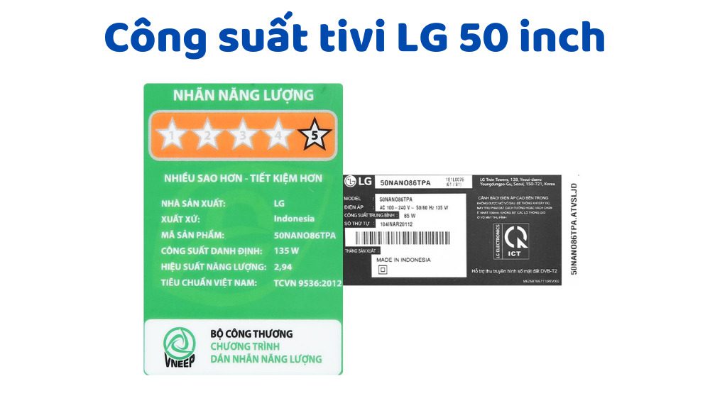 Công suất tivi LG 50 inch