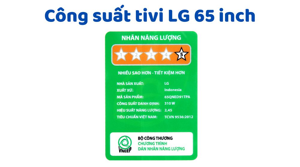 Công suất tivi LG 65 inch