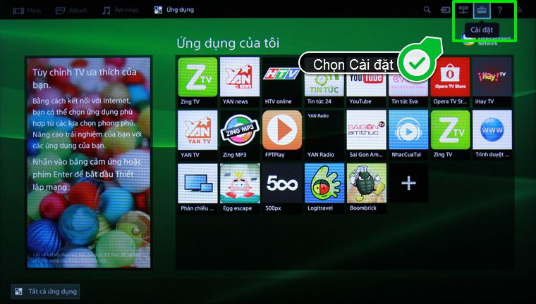 Bước 2: Trong giao diện Home, bạn chọn mục Cài đặt Bước 2: Trong giao diện Home, bạn chọn mục Cài đặt