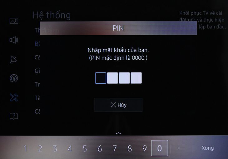 Bàn phím số trên tivi