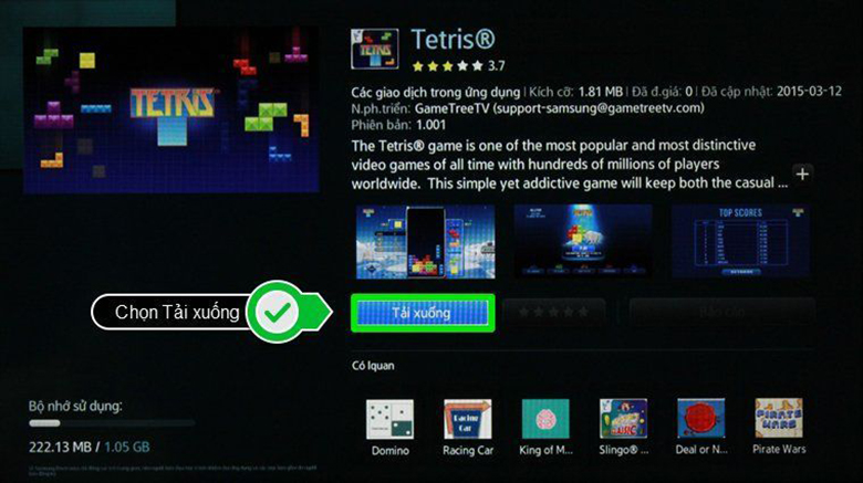 nhấn Tải xuống để tải ứng dụng trên tivi Samsung Smart Hub